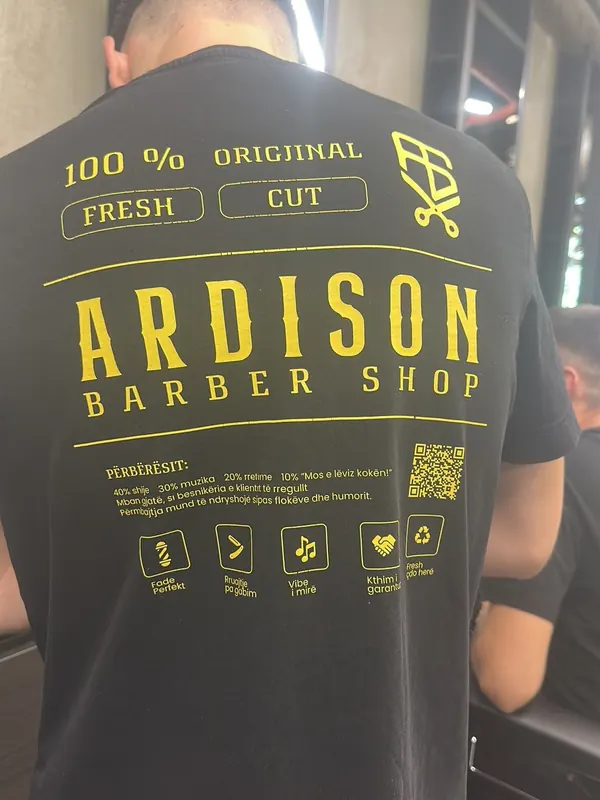 The back of an Ardison team shirt printed with 100% original, fresh cut
